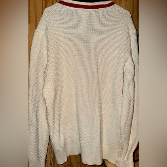 Nautica Men's Cream Cardigan with Red and Blue Trim - Picture 6 of 7